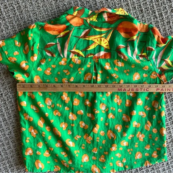 TABITHA BROWN TROPICAL PRINT SHORT SLEEVE BUTTON FRONT SHIRT BLOUSE SIZE M NEW - Picture 8 of 11